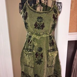 Army Green Floral Dress